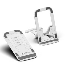 Deals and Offers on Mobile Accessories - Lapster Grey Desktop Foldable Mobile and Tablet Holder, Designed with ABS Material, Offers Multiple Viewing Angles and Features Anti-Slip Strips Deals, Discounts & Offers on Mobile Accessories - Lapster Grey Desktop Foldable Mobile and Tablet Holder, Designed with ABS Material, Offers Multiple Viewing Angles and Features Anti-Slip Strips