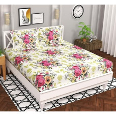 Deals, Discounts & Offers on  - BSB HOME Microfiber 144 TC Aspire 2.O Collections Soft Breathable Wrinklefree Floral Printed Double Bedsheets with 2 Regular Size Pillow Covers, Color White Green Pink Rose