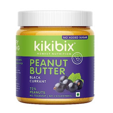 Deals and Offers on - Kikibix Black Currant Natural Peanut Butter | No Added Sugar | Omega 3 Fatty Acids | Vegan | No Transfat | High Protein |Non- GMO | No Added Oil or Emulsifiers | 340 gm x Pack of 1 Deals, Discounts & Offers on - Kikibix Black Currant Natural Peanut Butter | No Added Sugar | Omega 3 Fatty Acids | Vegan | No Transfat | High Protein |Non- GMO | No Added Oil or Emulsifiers | 340 gm x Pack of 1