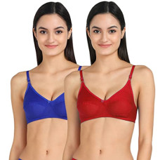Deals, Discounts & Offers on Women - Women T-Shirt Cotton Non Padded Non-Wired Bra (Pack of 2) (Color : Blue,Red) (Size : 38)