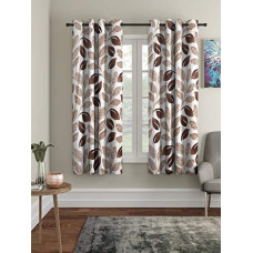 Deals, Discounts & Offers on  - Cortina 2 Piece Floral Design Panel Eyelet Polyester Window Curtains - 5 Feet, Brown