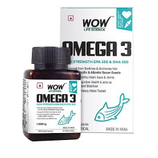 Deals, Discounts & Offers on  - Wow Life Science Omega 3 Fish Oil 1300mg Triple 3X Strength 60 Capsules- 550 mg EPA & 350 mg DHA