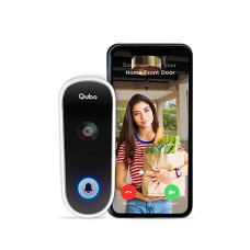 Deals, Discounts & Offers on Electronics - Qubo Smart WiFi Wireless Video Doorbell (White) from Hero Group | Instant Visitor Video Call | Intruder Alarm System | Easy Plug & Play AC Chime | 2-Way Talk | 1080P FHD Camera | Night Vision