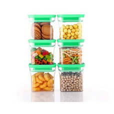 Deals, Discounts & Offers on  - Homemet Airtight Plastic Unbreakable Square Containers, Kitchen Storage Container, Grocery Container & Container Set - 600 ML (SEA GREEN, 3)