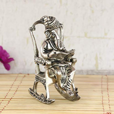 Deals, Discounts & Offers on Furniture - eCraftIndia 'Lord Ganesha on Rocking Chair' Antique Showpiece (Metal, 6 cm x 15 cm, Silver, AGG556)