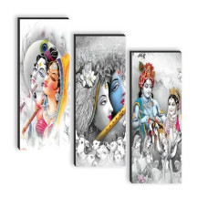 Deals, Discounts & Offers on  - SAF set of 3 Lord Radha krishna UV textured self adeshive wall painting
