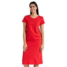 Deals, Discounts & Offers on Women - Amazon Brand - Eden & Ivy Women's Cotton Solid Knee Length Regular Nightgown (EI/SW/EIDR02_Red1_XS)