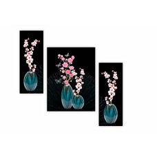 Deals, Discounts & Offers on  - SAF Set of 3 Flower UV Tectured Multi Effect 6 MM MDF Framed Decorated Gift Item 12 Inch x 18 Inch Paintings SANFJM32429
