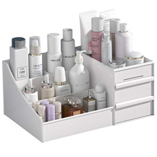 Deals, Discounts & Offers on  - KUNZHAN Plastic Large Makeup Desk Organizer With Drawers,Desktop Finishing Dresser Skin Care Shelf,Cosmetics Storage Box For Nail Polish,Lipstick,Brushes,Jewelry