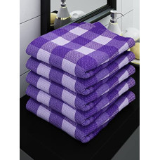 Deals, Discounts & Offers on  - Athom Living Ecosaviour Premium Cotton Bath Towel Purple Big Checks (Pack of 5)