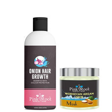 Deals and Offers on - Pink Root Onion Shampoo With Moroccan Argan Hair Mask 200gm Deals, Discounts & Offers on - Pink Root Onion Shampoo With Moroccan Argan Hair Mask 200gm