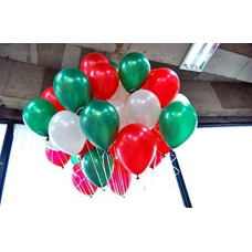 Deals, Discounts & Offers on  - AMFIN (Pack of 50) 10 inch Metallic Balloons Green, Red and White for Birthday Decoration, Decoration
