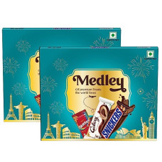 Deals, Discounts & Offers on  - Medley Premium Chocolate Gift Pack for Rakhi | Assortment of World Famous Chocolates | Snickers, Galaxy & Skittles | Best Rakhi Gift