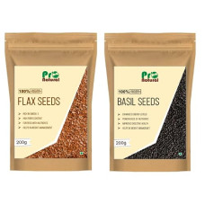 Deals, Discounts & Offers on  - Pronatural Combo Pack of Raw Brown Flax Seeds & Basil Seeds 200g each, 400gms (200gX2)