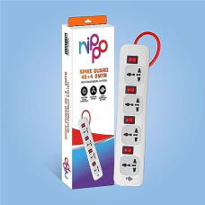 Deals, Discounts & Offers on Electronics - NIPPO 4KV Surge Protector I 4 Universal Socket with Individual switches I 2 Mtr Cord I 1 Year Warranty