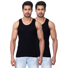Deals, Discounts & Offers on Men - Dixcy Scott Men's Regulart Fit Solid Vest (Pack of 2) (K1-PR4480_Black_L