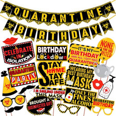 Deals, Discounts & Offers on  - Wobbox Quarantine Birthday Photo Booth Party Props and Banner Pack
