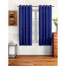 Deals, Discounts & Offers on  - HOMETALES Floral Embossed Room Darkening Eyelet Curtain-5 Ft-Pack of 2