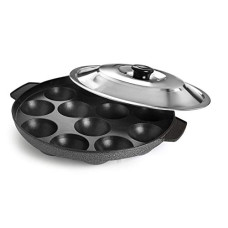 Deals, Discounts & Offers on Cookware - Cello Non-Stick 12 Cavity Appam Patra Kan with Stainless Steel Lid