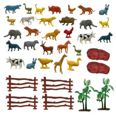 Deals, Discounts & Offers on  - ToyMagic Animal Figure Toy Set of 31 Pcs|Farm & Jungle Animal Figure Playsets with Artificial Tree & Fencing|Birthday & Return Gifts|Learning Educational Animal Toyset