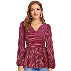Deals, Discounts & Offers on Women - KERI PERRY Women's Maroon Muslin Polka Dot Wrap Western Top | Winter Top | Western Top | Top