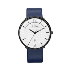 Deals, Discounts & Offers on Men - Titan Analog White Dial Men's Watch-1849NL01/NR1849NL01 Genuine Leather, Blue Strap