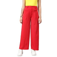 Deals, Discounts & Offers on Women - [Size 32] KOTTY Women's Polyester Blend Straight Fit Trousers