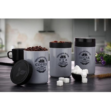 Deals, Discounts & Offers on  - Tosaa Tea Sugar Coffee Container Set Of 3 | Kitchen Counter Top Airtight Storage Canister With Lids (Gray, 800ml, Plastic)