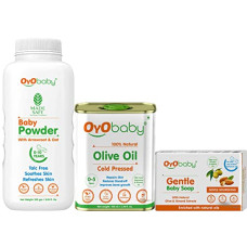 Deals, Discounts & Offers on Baby Care - OYO BABY Small Essential Baby Care Kit Pack |Baby Soft Skin & Hair Care Products |New Born Baby & Parents Gift - Set of 3 (Baby Powder, Olive Oil & Gentle Baby Soap)