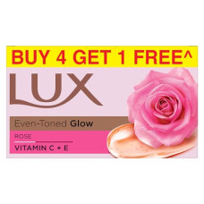 Deals and Offers on - LUX Even Toned Glow|Buy 4 Get 1 Offer|Rose & Vitamin E Bathing Soap|For Glowing Skin| Beauty Soaps|150 g Deals, Discounts & Offers on - LUX Even Toned Glow|Buy 4 Get 1 Offer|Rose & Vitamin E Bathing Soap|For Glowing Skin| Beauty Soaps|150 g