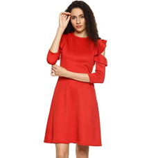 Deals, Discounts & Offers on Women - AARA Women's Synthetic Cold Shoulder Ruffle Sleeve Casual Night Out Dress