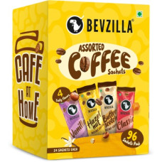 Deals, Discounts & Offers on Food and Health - Bevzilla Instant Coffee Powder - 96 Sachets Box Flavour,24 Sachets Each Flavour Instant Coffee(96 x 2 g, Assorted Flavoured)