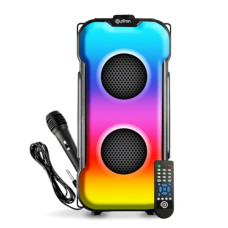 Deals, Discounts & Offers on Electronics - pTron Fusion Party V3 40W Karaoke Bluetooth Party Speaker with Immersive Sound, 3 mtr Wired Mic, Dual Drivers, RGB Lights, USB/SD Card/Aux Playback, Auto TWS Function & Remote Control (Black)