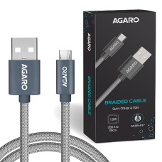 Deals, Discounts & Offers on  - AGARO Usb A To Micro Cable 1 Meter / 3.2 Ft Nylon Braided, High Speed, Durable, Fast Charging, Usb Android Phone Charger Cord Compatible With Most Micro Usb Devices, Grey