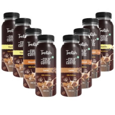 Deals, Discounts & Offers on  - Trelish Premium Cold Coffee Assorted Pack | Latte - 2, Vanilla - 3, Hazelnut - 3| Pack of 8 | Ready to drink | 200ml each