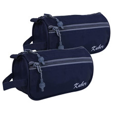 Deals and Offers on - Kuber Industries Rexine Toiletry Organizer|Portable & Durable Travel Shaving Doop Kit with Fornt Zipper and Carrying Strip, Pack of 2 (Navy Blue) Deals, Discounts & Offers on - Kuber Industries Rexine Toiletry Organizer|Portable & Durable Travel Shaving Doop Kit with Fornt Zipper and Carrying Strip, Pack of 2 (Navy Blue)