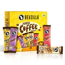 Deals, Discounts & Offers on  - Bevzilla 60 Instant Coffee Powder Sachets(4 Flavours) - 120 Grams | Turkish Hazelnut, Colombian Gold, French Vanilla & English Butterscotch | 15 Sachets Each Flavour| Makes 60 Cups| 100 % Arabica Coffee| Strong Coffee