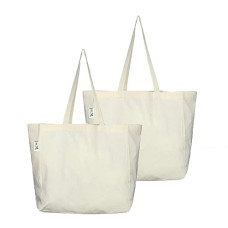 Deals, Discounts & Offers on  - VantageKart Natural Cotton Plain Tote Shopping Bags with Cross Stitching | Heavy Duty, Washable, Eco Friendly Biodegradable Canvas Multipurpose Grocery Tote Bag - Set of 2