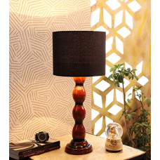 Deals and Offers on - tu casa Ntu-209 Cotton Shade Table Lamp with Wood Base and B-22 Holder (Black, Bulb not Included) Deals, Discounts & Offers on - tu casa Ntu-209 Cotton Shade Table Lamp with Wood Base and B-22 Holder (Black, Bulb not Included)
