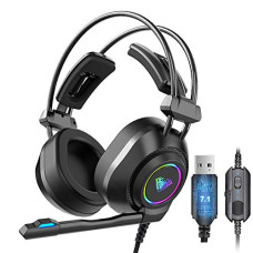 Deals, Discounts & Offers on  - Aula S600 Professional Gaming Headset USB 7.1, Lightweight Over-Ear headphone with RGB Light| Soft Foam Earmuffs & HD Noise Cancelling, 360 Rotation Omnidirectional Mic