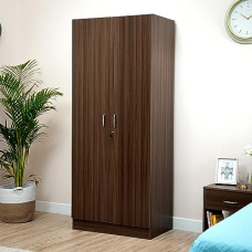 Deals, Discounts & Offers on Furniture - Amazon Brand - Solimo Pyxis Engineered Wood Wardrobe Mahogany , 2 Doors