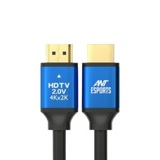 Deals, Discounts & Offers on Accessories - Ant Esports AEH103 4K HDMI Cable with Blue Metal Cap - 3 Meters I 2.0 HDMI I 24K Gold-Plated I High Speed 18Gbps HDTV Cable