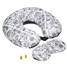 Deals and Offers on - amazon basics Memory Foam Travel Neck Pillow with Eye Mask and Ear Plugs Combo, Unisex, U-Shaped, I Love India Deals, Discounts & Offers on - amazon basics Memory Foam Travel Neck Pillow with Eye Mask and Ear Plugs Combo, Unisex, U-Shaped, I Love India