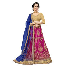 Deals, Discounts & Offers on Women - MANVAA Women's Net Lehenga Choli (AKRNX5002_Pink_Free Size)