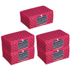 Deals, Discounts & Offers on  - Perpetual Saree Organizer For Wardrobe - Foldable Saree Covers With Zip, Multipurpose Storage Bag For Suit, Lehanga, Dress Packing With Transparent Window Pack of 3 (RDkc)