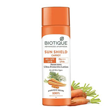 Deals, Discounts & Offers on  - Biotique Bio Carrot Face & Body Sun Lotion | SPF 40 UVA/UVB Sunscreen | Prevents Ageing and Soothes Dry Skin| 100% Botanical Extracts | Suitable