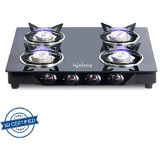 Deals and Offers on - Lifelong ISI Certified Glass Manual Gas Stove(4 Burners) Deals, Discounts & Offers on - Lifelong ISI Certified Glass Manual Gas Stove(4 Burners)