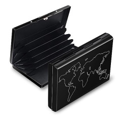 Deals and Offers on - Storite 6 Slot RFID Metal Credit Card Holder Wallet For Men Women (Black Laser Print World Map, 9.5 x 6.5 x 1.3 cm) Deals, Discounts & Offers on - Storite 6 Slot RFID Metal Credit Card Holder Wallet For Men Women (Black Laser Print World Map, 9.5 x 6.5 x 1.3 cm)