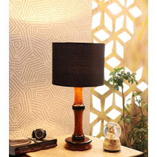 Deals, Discounts & Offers on  - Ntu-202 Black Cotton Shade Table lamp with Wood Base by tu casa Holder type-b-22 (Bulb not Included)