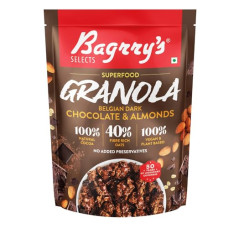Deals, Discounts & Offers on  - Bagrrys Superfood Granola Belgian Dark Chocolate & Almonds 400gm Pouch|40% Oats & Quinoa Flakes| 100% Natural Cocoa|Vegan & Plant Based|High in Fibre & Protein|Breakfast Cereal|Crunchy Granola